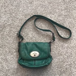 small teal Fossil crossbody bag